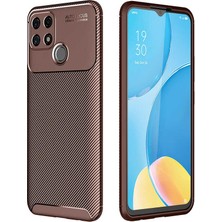 Coverzone Oppo A15 Kılıf Karbon Delüx Tpu Silikon Kahverengi