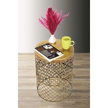 Venon Aydınlatma Venon Home Metal Modern Sehpa (350X480) Siyah Sarı Patine