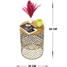 Venon Aydınlatma Venon Home Metal Modern Sehpa (350X480) Siyah Sarı Patine