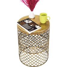 Venon Aydınlatma Venon Home Metal Modern Sehpa (350X480) Siyah Sarı Patine