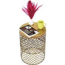 Venon Aydınlatma Venon Home Metal Modern Sehpa (350X480) Siyah Sarı Patine