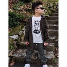 Quzucuk Kids Erkek Çocuk Kedi Figürlü Kargo Pantalonlu Takım