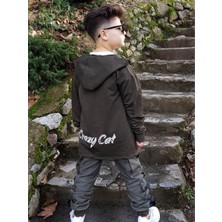 Quzucuk Kids Erkek Çocuk Kedi Figürlü Kargo Pantalonlu Takım