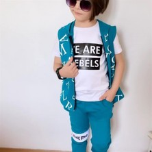 Quzucuk Kids Erkek Çocuk Harfler Baskılı Yelekli Takım