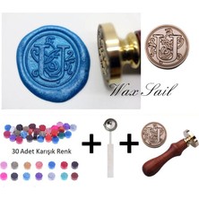 Profisher Retro Mektup Mühürü Damga U Harfi + 30 Adet Mühür Mumu + Eritme Kaşığı Kişiye Özel