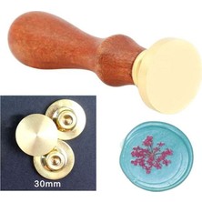 Profisher Eritme Balmumu Mührü Damga 30MM Yuvarlak Boş Bakır Kafa + Gülağacı Kol