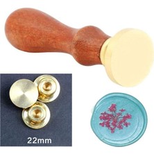 Profisher Eritme Balmumu Mührü Damga 22 mm Yuvarlak Boş Bakır Kafa + Gülağacı Kol