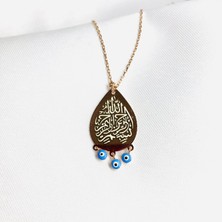 Gökdeniz 925 Nazar Detaylı Oval Besmele Işleme Gümüş Kolye