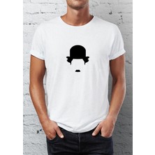 Blah Charlie Chaplin Baskılı Bisiklet Yaka Erkek Tişört