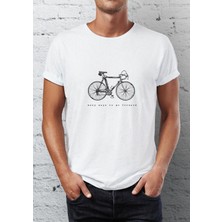 Blah Bisiklet Baskılı Bisiklet Yaka Erkek Tişört