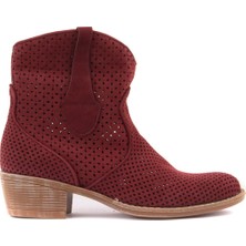 Sail Laker's - Bordo Nubuk Fermuarsız Kadın Yaz Botu