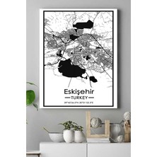 Postermanya Eskişehir Harita Dekoratif Tasarım Kanvas Tablo