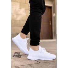 Big King Triko Erkek Spor Ayakkabı Beyaz Tekstil Malzemeden Düz Taban Günlük Kullanım İçin