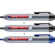 Edding Retract 12 Beyaz Tahta Kalemi 3'lü Set Siyah ve Mavi Renk Seçenekleriyle