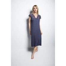 Monamise 18404 Kısa Kollu Gecelik  - Lacivert