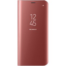 Nettech Samsung Galaxy A20 Uyumlu Clear View Aynalı Kapaklı Kılıf Rose Gold
