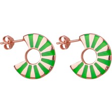 Diversity Jewelry Kadın Gümüş Yeşil Taşlı Yelpaze Küpe