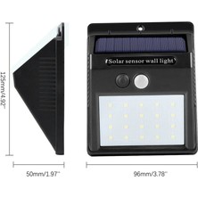 Technosmart Hareket Sensörlü Güneş Enerjili Şarj Olabilen 20 Ledli Bahçe Aydınlatma Lambası Dışmekan