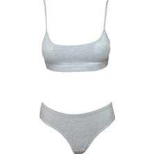 Dondeza Pedli Ip Askılı Yarım Atlet Büstiyer Külot Takım Gri