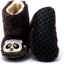 First Step Panda Nakışlı Kürklü Kahverengi Ev BOTU-F-825