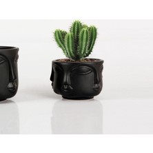 Lamedore Havelka Suratlı Siyah Dekoratif Küçük Boy Saksı 10x10x7.6cm