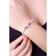 Mlini Rose Kaplama Damla Kesim Ametist Incili Gümüş Set