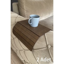 Micro Wood Doğal Huş Ağacı, Koltuk Tepsisi Yan Sehpa, 2 Adet, Koyu Ceviz