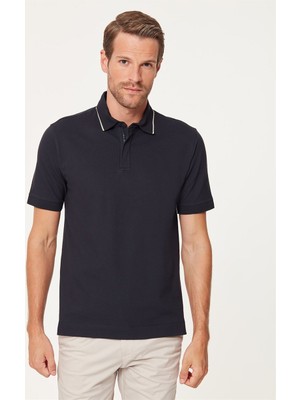 Emnana Lacivert Fermuarlı Erkek Polo T-Shirt