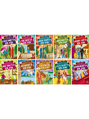 Ünlülerle Bir Gün 10 Kitap Set - Yunus Emre - Piri Reis - Mimar Sinan - Mevlana - Mehmet Akif - Ibni Sina - Hezarfen - Fatih - Evliya Çelebi - Barbaros