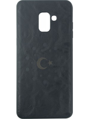 Fashion Samsung Galaxy A730 A8 Plus 2018 Uyumlu Suni Deri Arka Koruma Siyah