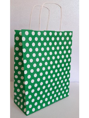 Event Party Store Kraft Kağıt Çanta Yeşil Puanlı 25CM x 30CM - 1 Adet