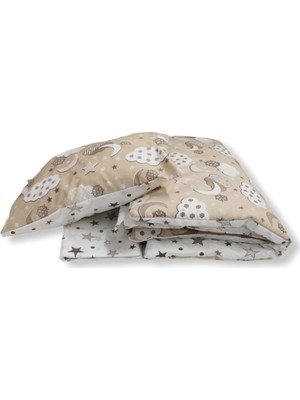 Bebek Özel Kahverengi Yastık Çarşaf Yorgan Seti  60 x 120 cm