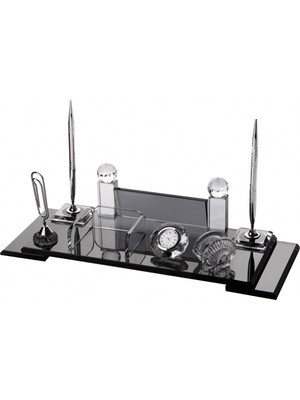 HDY Kişiye Özel Kristal Masa Isimlik Füme ve Şeffaf 502