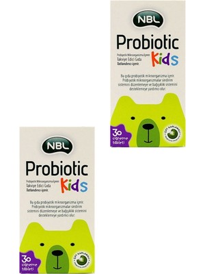 Nbl Probiotic Kids 30 Tablet 2'li Çocuklara Özel Probiyotik İçerikli Takviye Gıda