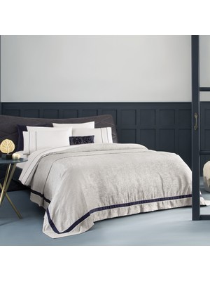 Yataş Algi Şeritli Kadife Yatak Örtüsü Çift Kişilik - Lacivert