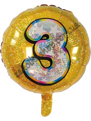 İKM Folyo Yuvarlak Rakam Balon Gold 3