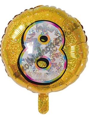 İKM Folyo Yuvarlak Rakam Balon Gold 8