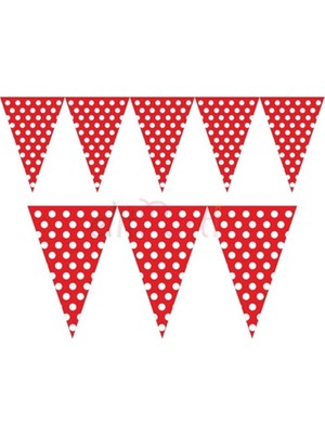 My Paper Craft Kırmızı Puantiyeli Üçgen Flama 2 Mt.