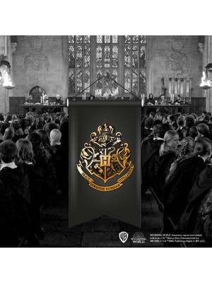 Sihir Dükkanı Lisanslı %100 Saten Kırlangıç Kesim Büyük Flama Model : Hogwarts 02 50X75CM