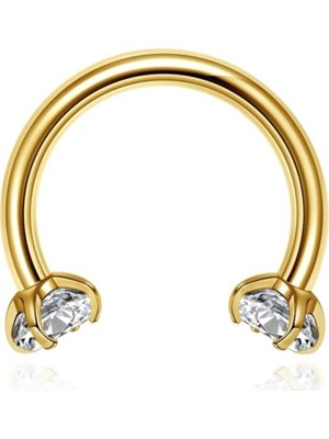 Takıconcept Cerrahi Çelik Taşlı Piercinghelix - Kıkırdak - Septum (8mm) Gold Renk