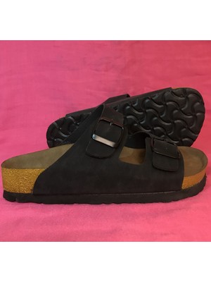 Aysim Kadın Terlik Çift Toka Siyah Birkenstock Model