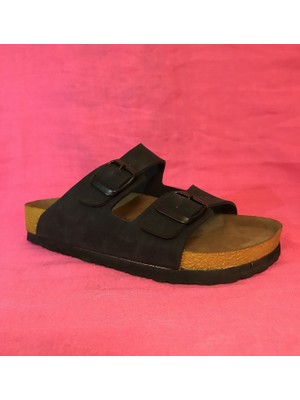 Aysim Kadın Terlik Çift Toka Siyah Birkenstock Model