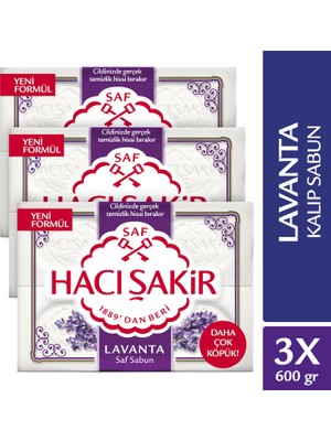 Hacı Şakir Doğal Lavanta Kokulu Kalıp Sabun 3'lü Paket 600 gr Zengin Köpüklü Saf Formül
