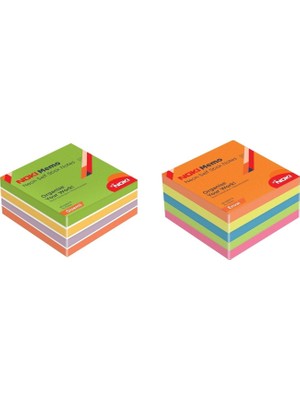 Noki Memo Neon Yapışkanlı Küp Blok 75 x 75 mm 2'li