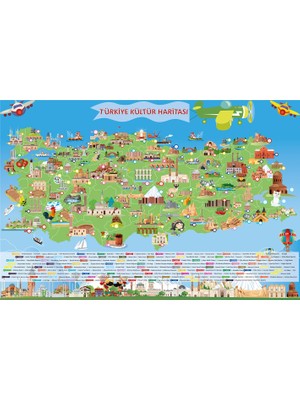 Tutunabilir Kağıt Türkiye Kültür Haritası Dekoratif 150X95 cm 1 ADET Akıllı Tahta Yazı Tahtası