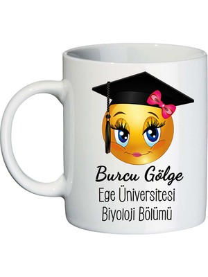 Biresimden Kep Emojili Bayana Mezuniyet Hediyesi Isimli Kupa Bardak