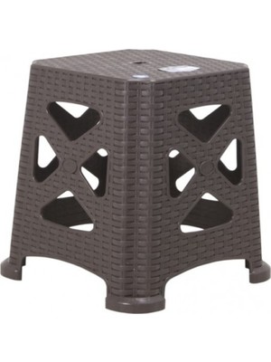 Mandella Sağlam Plastik Elit Rattan Küçük Tabure 6 Adet