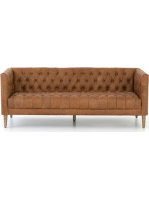 Hanel Mobilya Modern Chester Kanepe Kahve Suni Deri