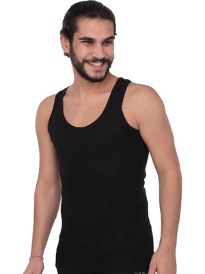 Tutku Erkek Ribana Siyah Spor Atlet 3 Lü Paket Yazlık Kullanım İçin %100 Pamuklu Ter Tutmayan