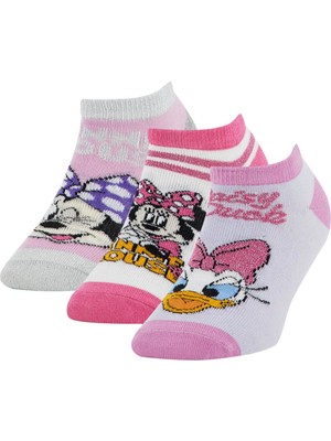DeFacto Kız Çocuk Minnie Mouse Lisanslı 3'lü Patik Çorap